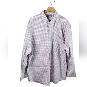 Duluth Trading Co White, Red & Blue Plaid Dress Shirt
